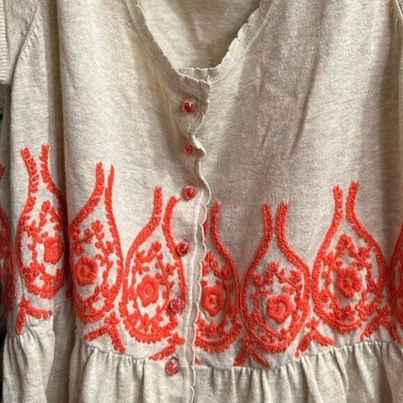 Moth Anthropologie Peplum Short Sleeve Fanning‎ Flame Sweater Size Medium - Picture 6 of 15